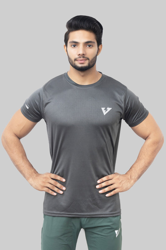 Vibe Gray Mesh Quick Dry T-Shirt