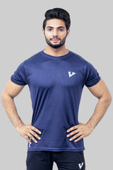 Vibe Navy Mesh Quick Dry T-Shirt