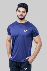 Vibe Navy Mesh Quick Dry T-Shirt