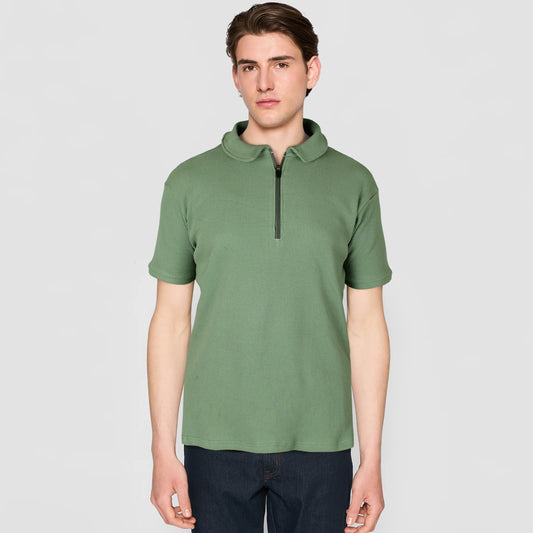 ZR Textured Polo Shirt-Olive