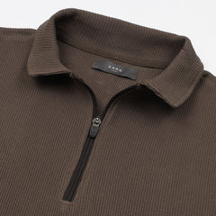 ZR Textured Polo Shirt-Brown