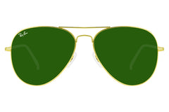 Rb Premium Aviator 3026 Golden Sunglasses