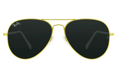 Rb Premium Aviator 3026 Golden/Black Sunglasses