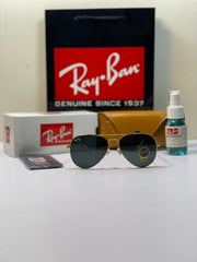 Rb Premium Aviator 3026 Golden/Black Sunglasses